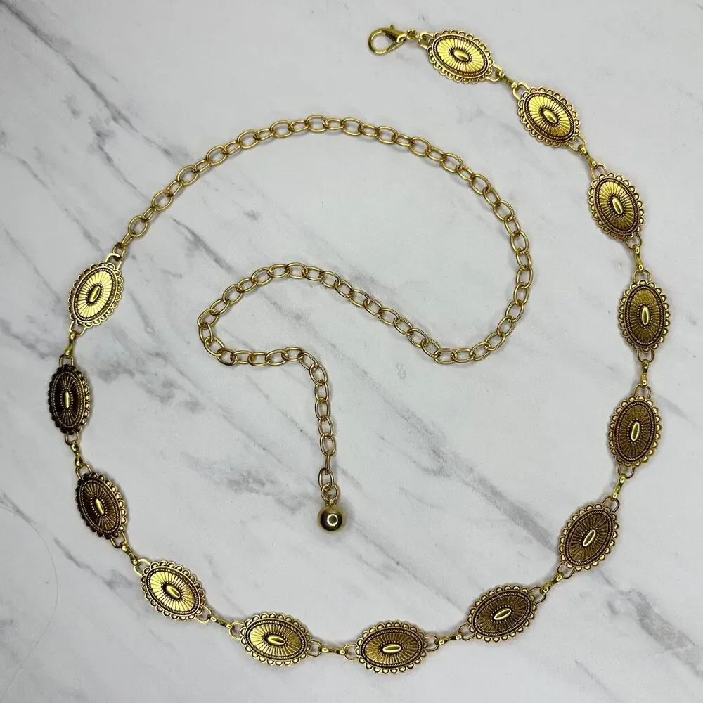 Western Concho Gold Chain Belt One Size (OS) ✨